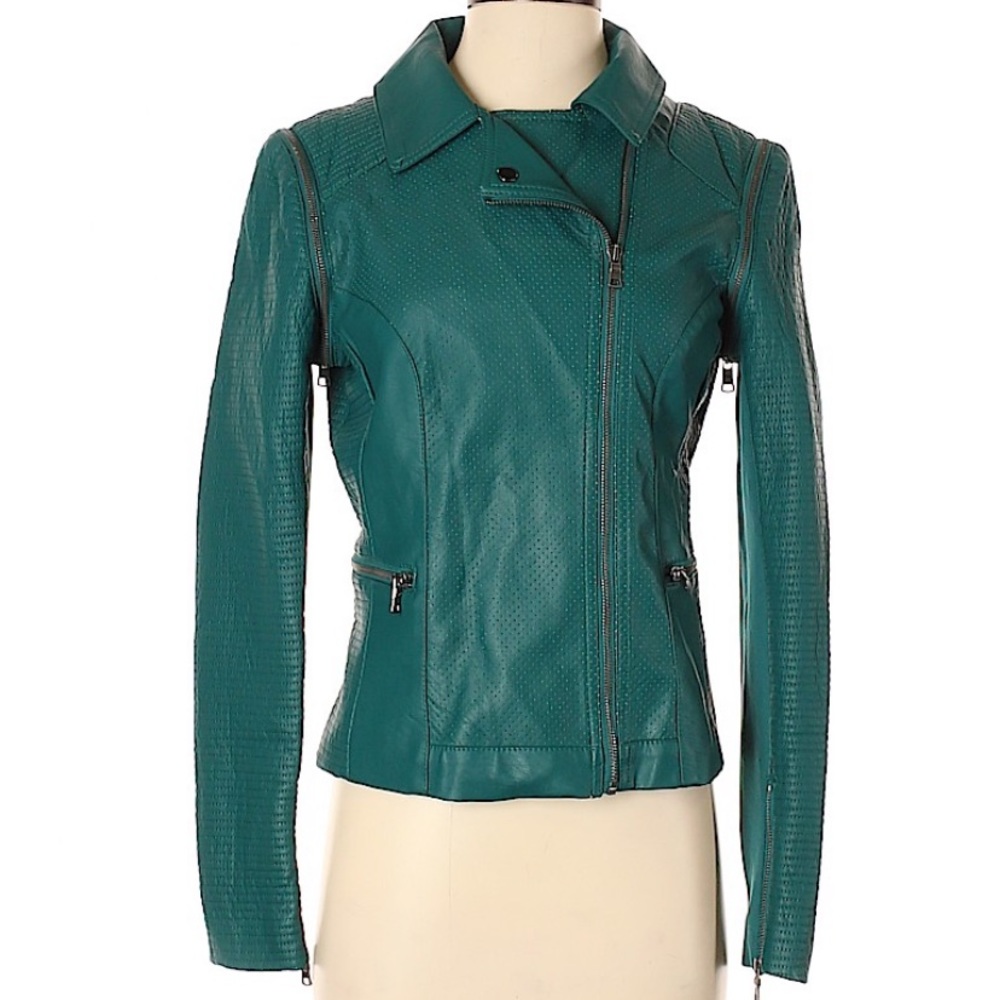 Kate & Mallory Teal Zip Off Sleeve XS Motorcycle Jacket